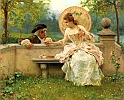 ANDREOTTI FEDERICO (1847-1930) - A tender moment in the Garden